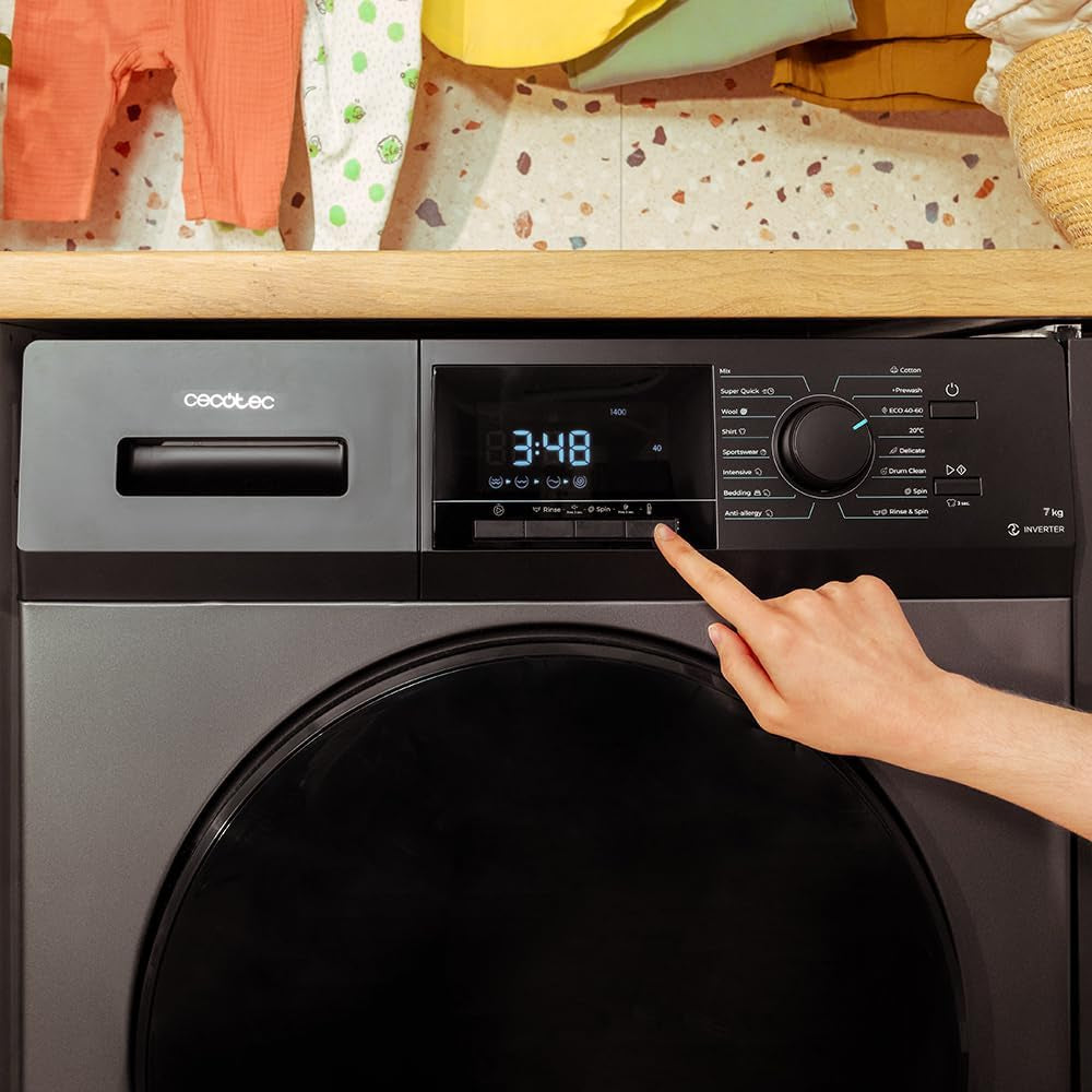 Lave-Linge 7Kg Chargement Frontal Bolero Dresscode 7410 Inverter Steel A. 1850W, 1200 Tr/Min Réglable, 16 Programmes, Faible Consommation D'Énergie, Vapeur, Stérilisation Du Linge