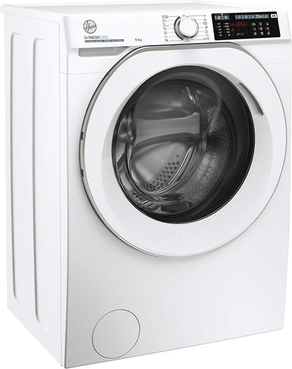 HW 49AMC/1-S H-WASH 500 Machine À Laver Intelligente 9 Kg, 1400 Tours, Wi-Fi + Bluetooth, Charge Avant, Fonction Vapeur, Moteur Onduleur, 60 X 54 X 85 Cm, Blanc, Classe A