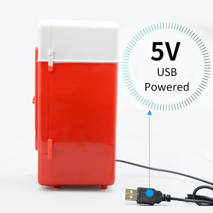 Mini Réfrigérateur Portable, Petit Réfrigérateur USB 5V 1 Canette Refroidisseur Et Chauffe-Réfrigérateur, Mini-Réchaud Mignon Refroidisseur De Boissons, Pour Voiture, Bureau, Chambre, Etc.(Rouge)