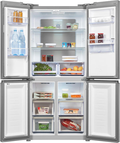 Exquisit MD430-100-WS-200E Stand Kühl-Gefrierkombination, 84Cm Breit, 432 L, Nofrost, Wasserspender, Inoxlook-Az