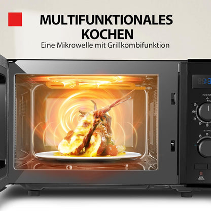 Micro-Ondes 3-En-1 23L MW2-AG23PF(BK), Micro-Ondes Sur Pied Avec Fonction Grill & Combi, Grill 900W/1000W, Fonction ECO, Plateau Tournant Avec Mémoire De Position, Noir