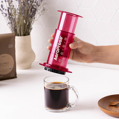 Clear Pink Cafetière À Piston Tout-En-Un, Style Expresso Et Filtre, Infusion En 2 Minutes, Petite Cafetière Portable Idéale Pour Les Voyages Et Le Camping