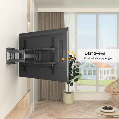 Support Mural TV À Double Bras, 32-84 Pouces, Charge 60 Kg | VESA Max 600X400Mm, Inclinaison Et Pivotement Réglables, Pour LCD LED Téléviseurs Plats Ou Incurvés
