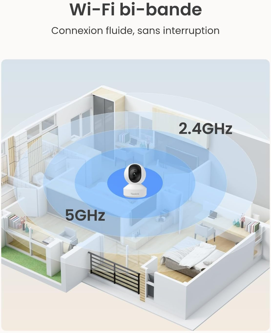 3K 5MP Caméra Surveillance Wifi Intérieure 360° PT, E1 Pro | Suivi Automatique, Détéction De Personne/Animal/Pleurs De Bébé, Wi-Fi 2,4/5 Ghz, Vision Nocturne, Audio Bidirectionnel.