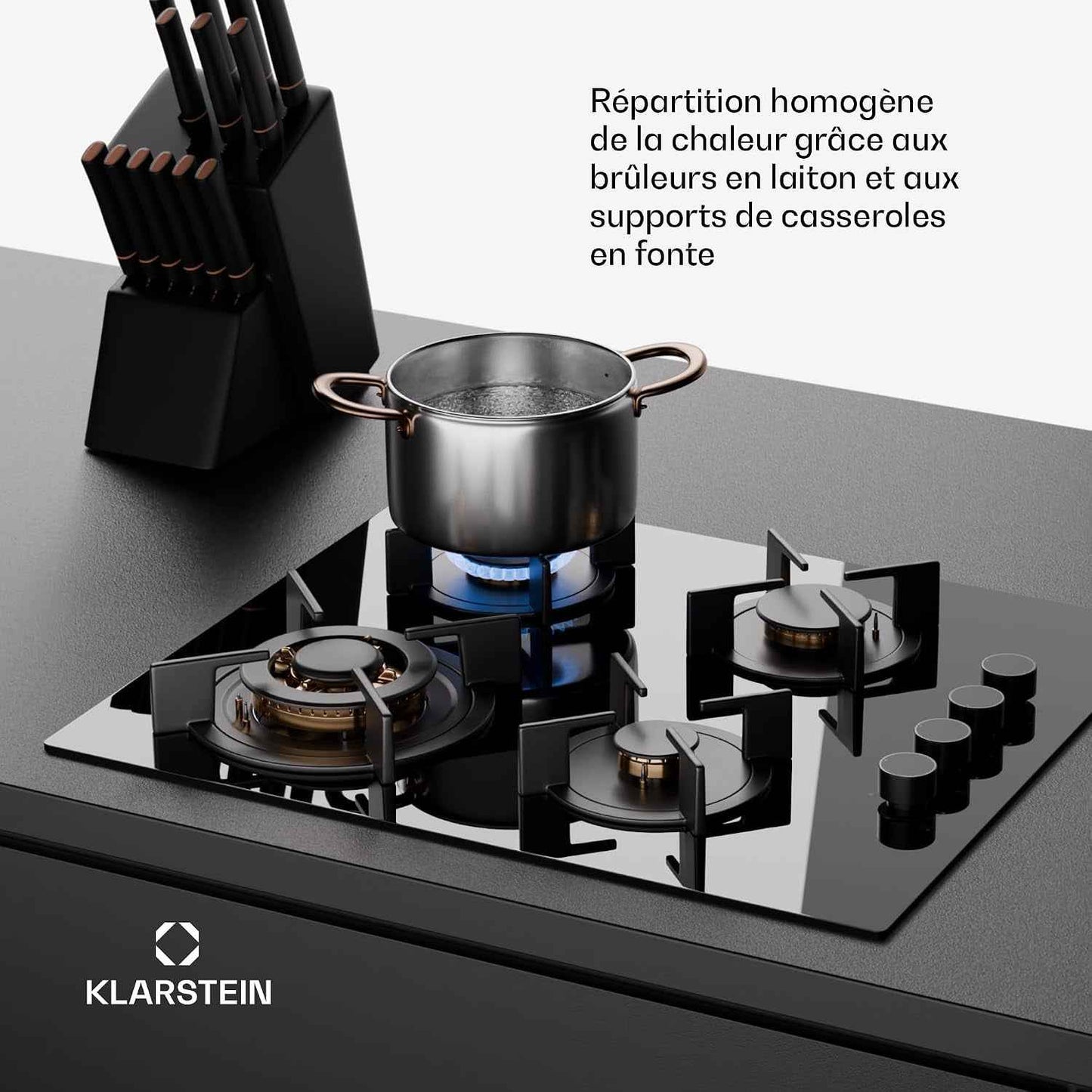 Klarstein Tables De Cuisson À Gaz, Plaque De Cuisson Gaz À 4 Brûleurs, Table De Encastrable À 4 Feux De 8800W, Cuisiniere Gaziniere Avec Brûleurs En Acier Inoxydable, Cuisinières GPL
