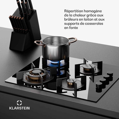 Klarstein Tables De Cuisson À Gaz, Plaque De Cuisson Gaz À 4 Brûleurs, Table De Encastrable À 4 Feux De 8800W, Cuisiniere Gaziniere Avec Brûleurs En Acier Inoxydable, Cuisinières GPL