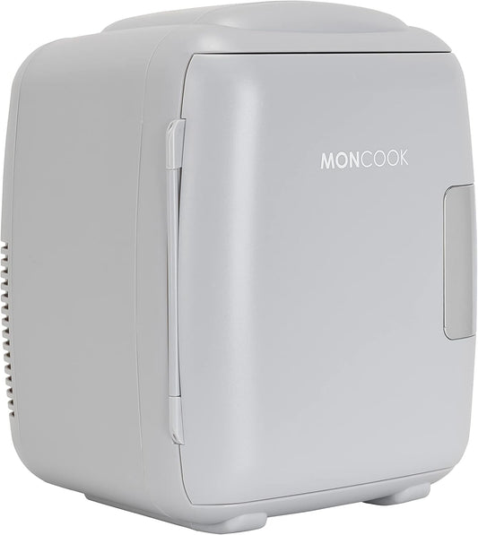 MONCOOK Mini Réfrigérateur - Mini Réfrigérateurs Portables Pour Les Soins De La Peau, La Médecine, La Nourriture Et Les Boissons - Fonction De Refroidissement Et De Réchauffement - 9L - Mono Gris