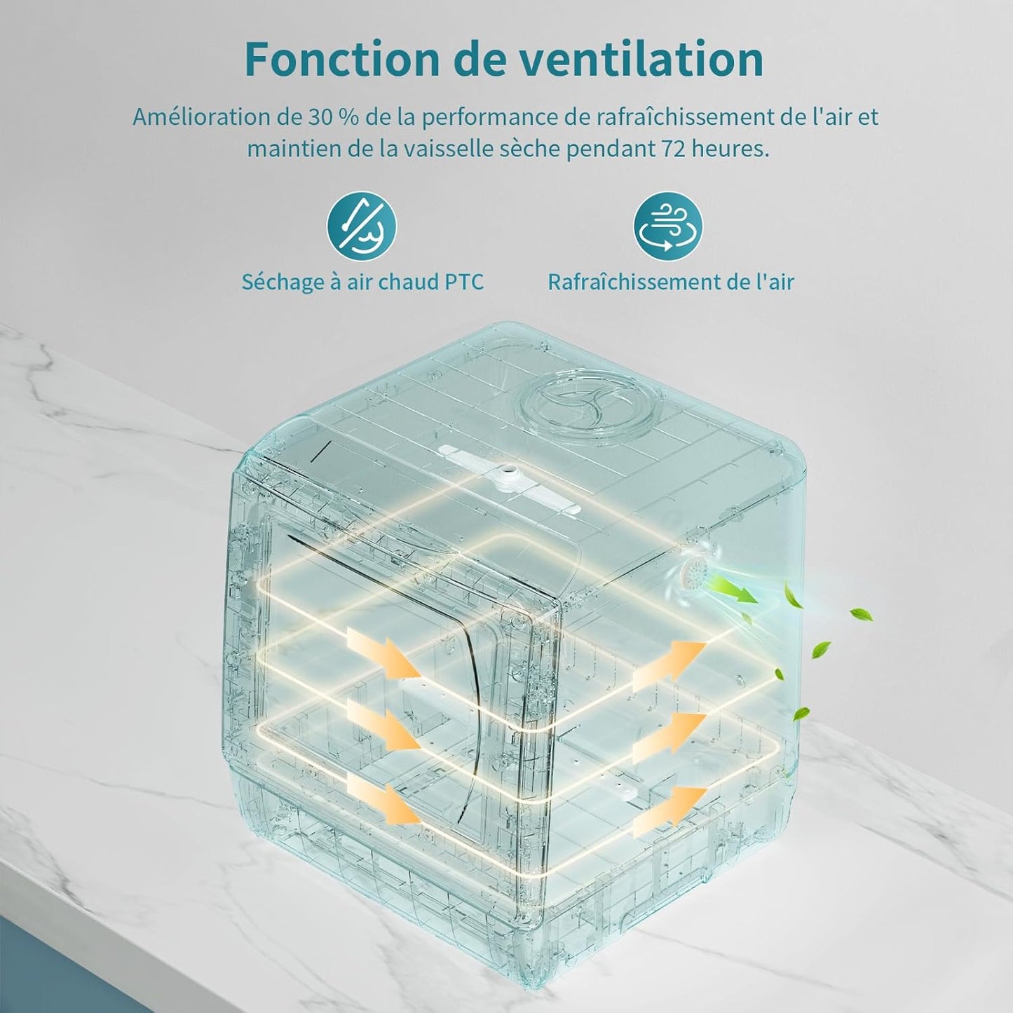 Mini Lave-Vaisselle De Comptoir, 5+1 Programmes, Réservoir D'Eau De 5L, Contrôle Tactile Et Écran LED, Adapté Pour Les Cuisines Familiales, Appartements Et Dortoirs, Blanc Et Noir