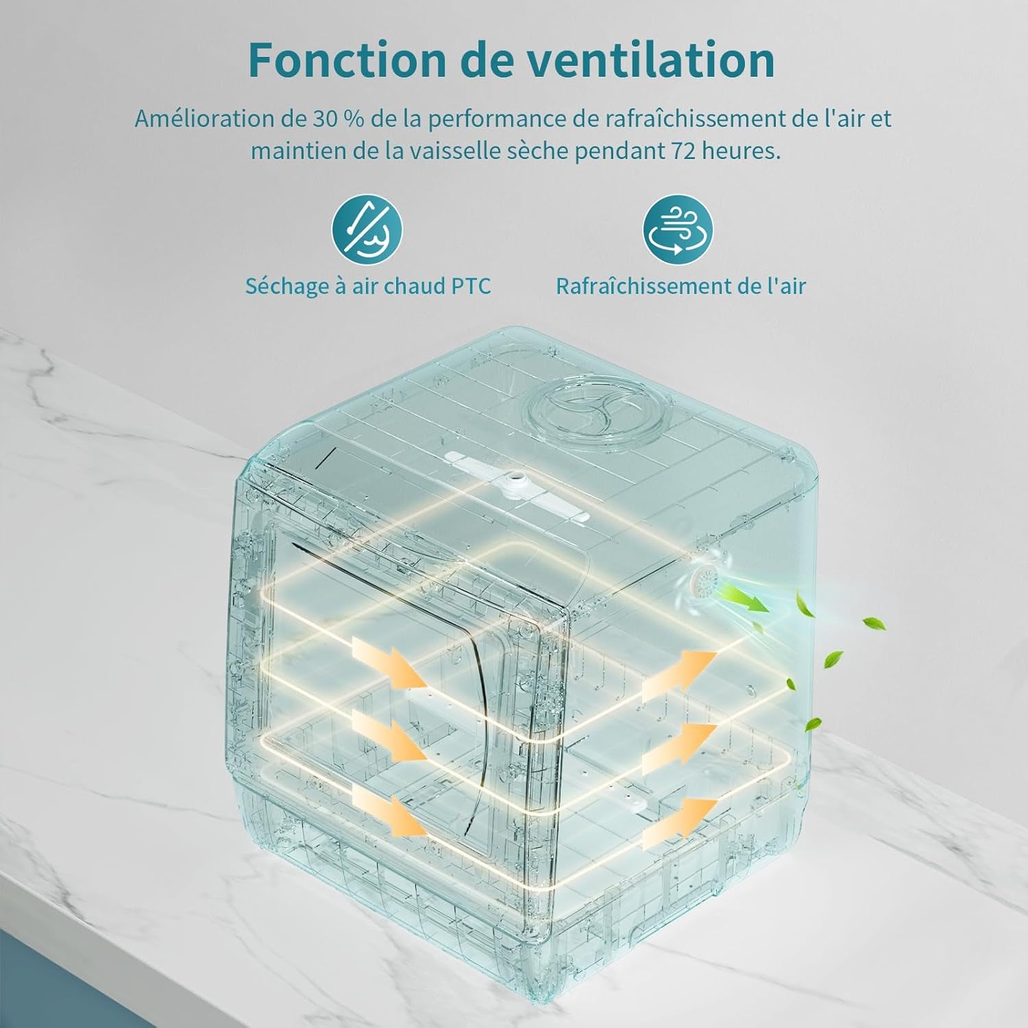 Mini Lave-Vaisselle De Comptoir, 5+1 Programmes, Réservoir D'Eau De 5L, Contrôle Tactile Et Écran LED, Adapté Pour Les Cuisines Familiales, Appartements Et Dortoirs, Blanc Et Noir