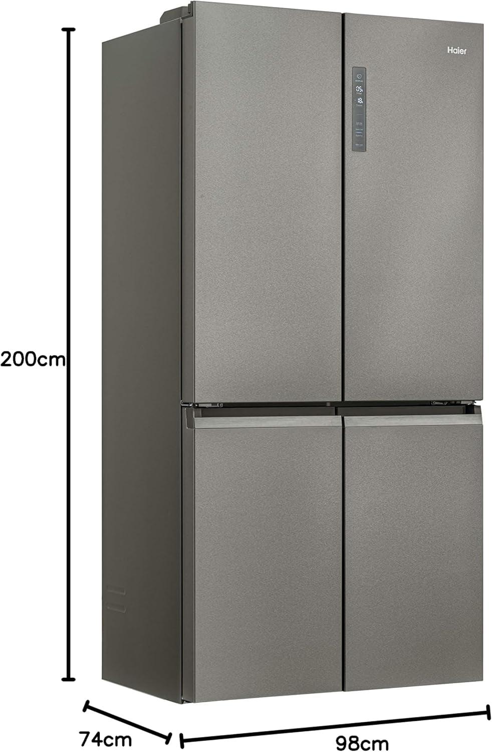 Cube 90 Serie 5 HTF-540DP7 Frigo Américain Autoportante 528 L F Platine, Acier Inoxydable