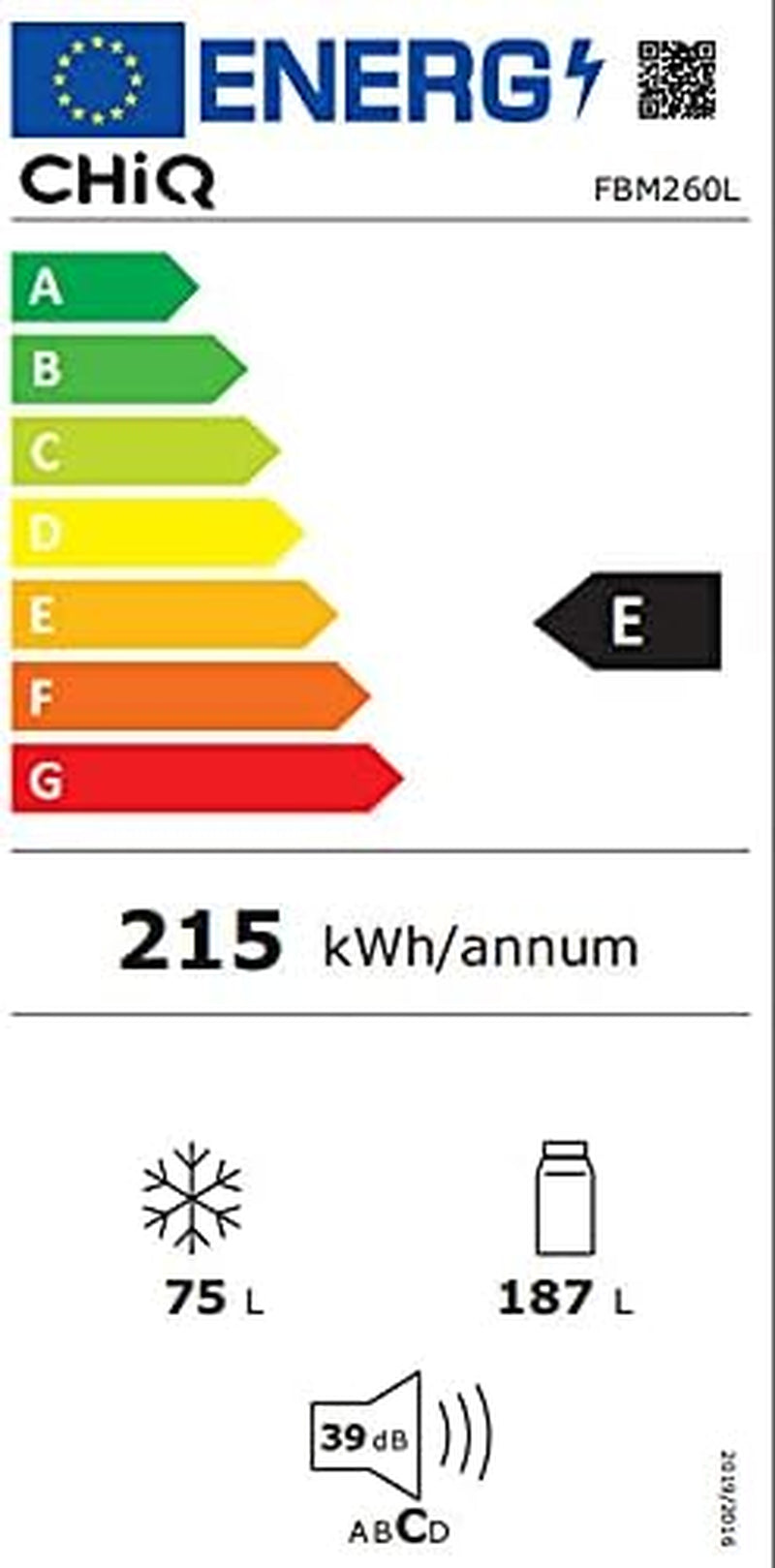 Réfrigérateur Congélateur Bas FBM260L 262L (187+75), Low Frost, Acier Inoxydable, Portes Réversibles, 39 Db, 12 Ans De Garantie Sur Le Compresseur
