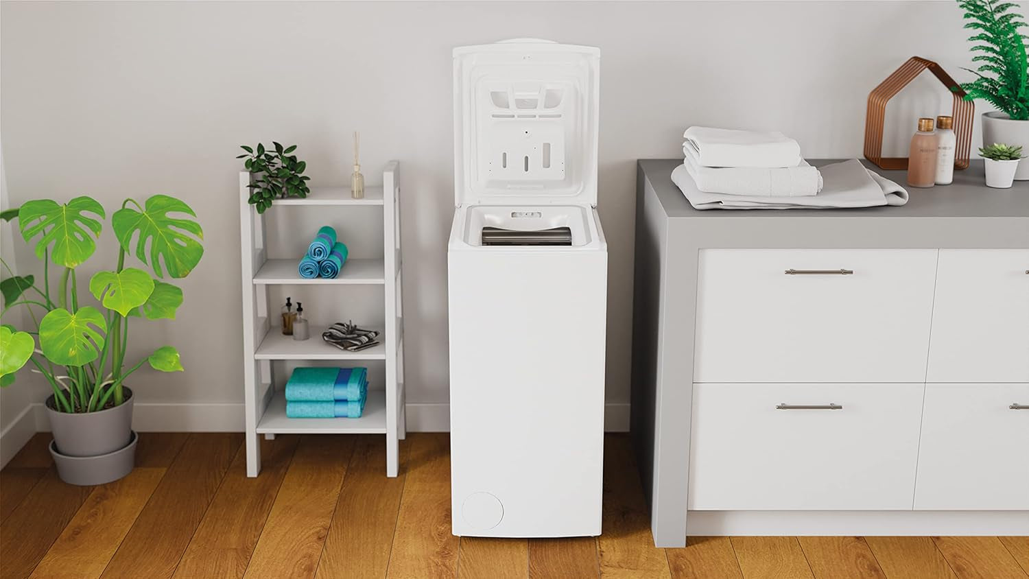 Indesit BTW L50300 IT/N - Machine À Laver Chargée Par Le Haut 5 Kg Libre Installation. Centrifugeuse 1000 Tours Par Minute. Largeur 40,0 Cm, Profondeur 60,0 Cm, Hauteur 90,0 Cm, Classe Énergétique D