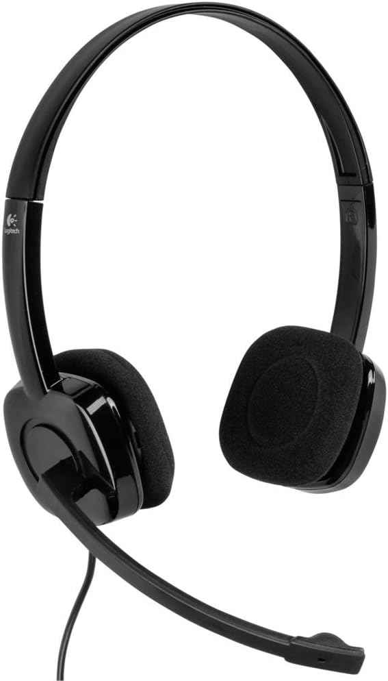 Logitech H151 Wired Microphone Headset | Stereo Earphones with Rotating Microphone, 0.3 cm Jack, Built-in Controls for PC/Mac/Tablet/Smartphone – Black