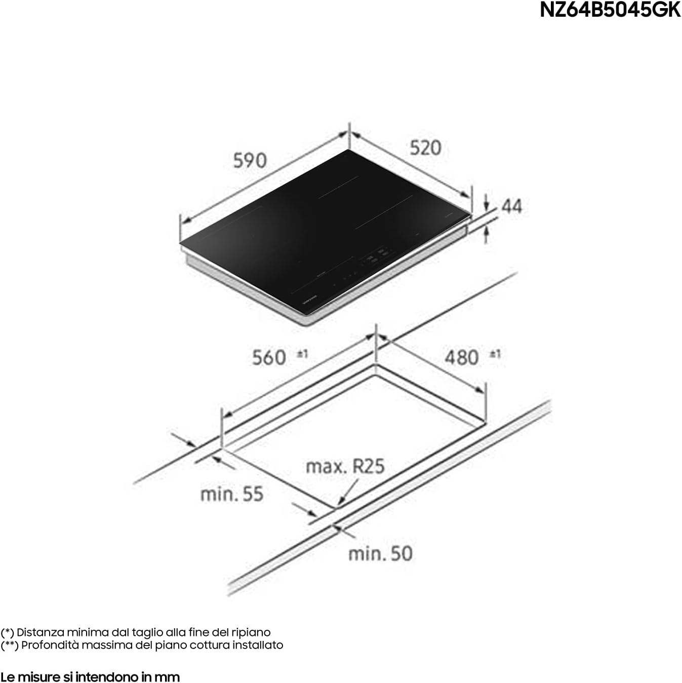 SAMSUNG Induction Hob NZ64B5045GK 1 Zone Modular Boosters, Timers