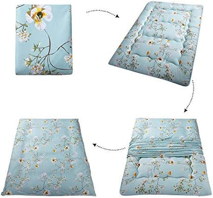 MAXYOYO Japanese Futon Mattress Floor Mattress Sleeping Pad Foldable Bed Roll Up Camping Cushion Floor Lounger Bed Couches and Sofas Couch Topper, Black Floral, Full Size