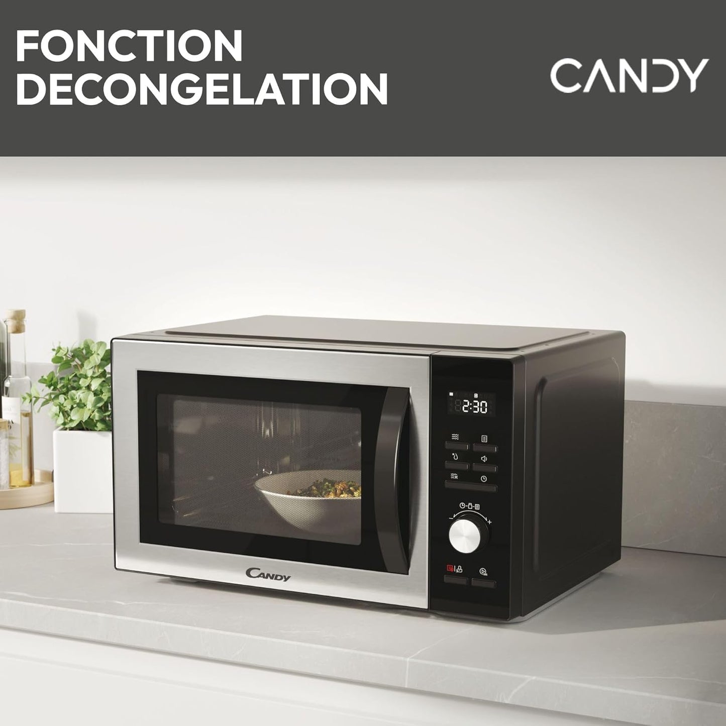 Essenza CMWA32EDLB Four Micro-Ondes 1000W 32L Digital, Fonction Décongélation Et Nettoyage Auto, Cavité Inox, Plateau Tournant, 5 Niveaux De Puissance, 8 Menus Auto, Cuisson Express, Noir