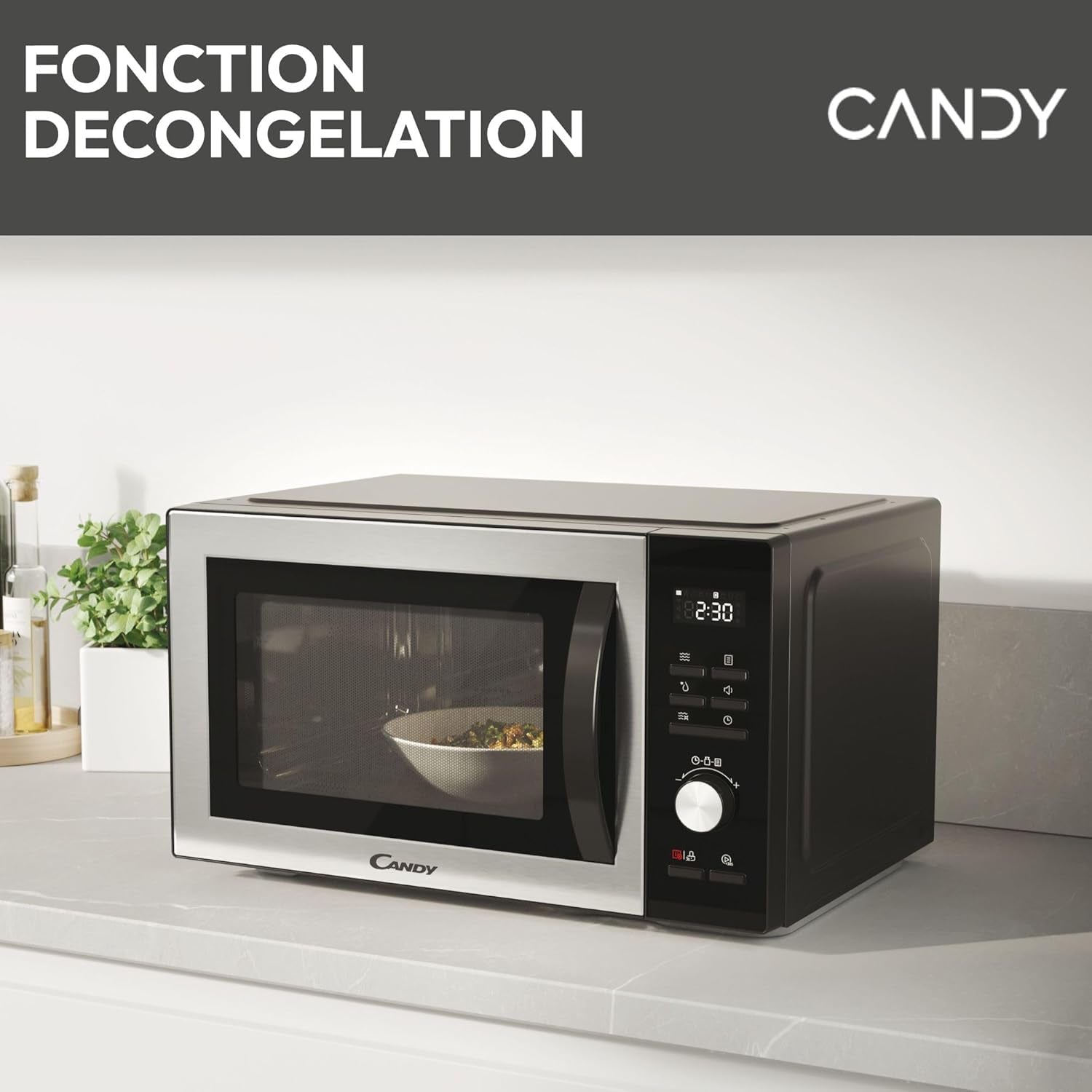 Essenza CMWA32EDLB Four Micro-Ondes 1000W 32L Digital, Fonction Décongélation Et Nettoyage Auto, Cavité Inox, Plateau Tournant, 5 Niveaux De Puissance, 8 Menus Auto, Cuisson Express, Noir
