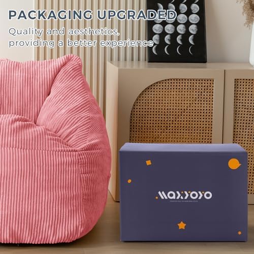 MAXYOYO Bean Bag Chair, Floor Sofa with Handle, Bean Bag Chairs for Adults and Kids, Teens Living Room Bean Bag, Accent Sofa Chair with Pocket for Gaming Reading Relaxing