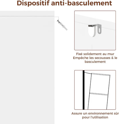 Meuble Colonne De Salle De Bain, Armoire Haute Cuisine Avec 3 Étagères Réglables Et Ouvertes, 4 Portes En Bambou, Meuble De Rangement Pour Salon, Cuisine, Salle De Bain, 60X30X170 Cm