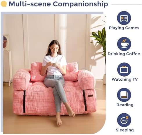 MAXYOYO Folding Sofa Bed, L-Shaped Convertible Sofa Bed with Armrest Foldable Sleeper Sofa with Pillow, Portable Fold Out Chair Bed Comfy Floor Lounge for Living Room Bedroom, Dark Grey