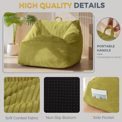 MAXYOYO Bean Bag Chair, Floor Sofa with Handle, Bean Bag Chairs for Adults and Kids, Teens Living Room Bean Bag, Accent Sofa Chair with Pocket for Gaming Reading Relaxing