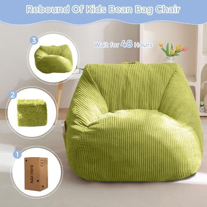 MAXYOYO Kids Bean Bag Chair, Bean Bag Couch with Handle, Comfy Toddler Chair for Boys and Girls, Accent Sofa Chair with Pocket for Gaming Reading Relaxing, Pink