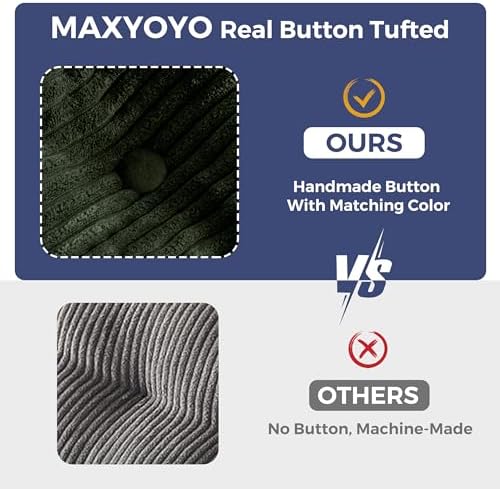 MAXYOYO Bean Bag Chair for Adults, Upholstered Floor Sofa with Armrests, Loveseat Boneless Couch with Tufted Cushion &amp; Backrest, Sofa in A Box, Large Bean Bag Couch for Bedroom Living Room, Black