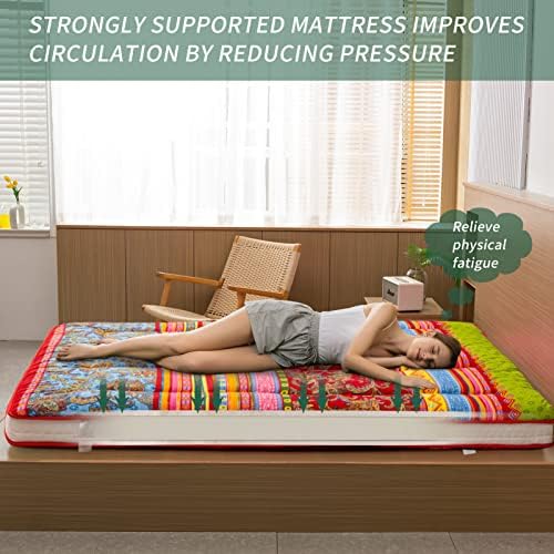 MAXYOYO Black Moon and Star Futon Mattress, Japanese Floor Mattress Quilted Bed Mattress Topper, Extra Thick Folding Sleeping Pad Breathable Floor Lounger Guest Bed for Camping Couch, Twin