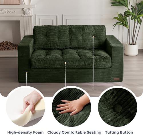 MAXYOYO Bean Bag Chair for Adults, Upholstered Floor Sofa with Armrests, Loveseat Boneless Couch with Tufted Cushion &amp; Backrest, Sofa in A Box, Large Bean Bag Couch for Bedroom Living Room, Black