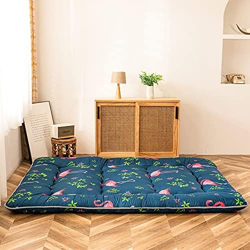 MAXYOYO Japanese Futon Mattress Floor Mattress Sleeping Pad Foldable Bed Roll Up Camping Cushion Floor Lounger Bed Couches and Sofas Couch Topper, Black Floral, Full Size