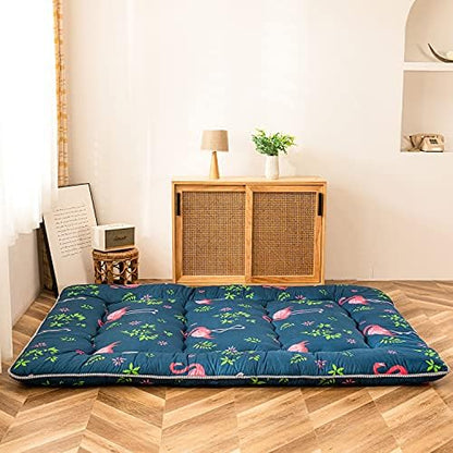 MAXYOYO Japanese Futon Mattress Floor Mattress Sleeping Pad Foldable Bed Roll Up Camping Cushion Floor Lounger Bed Couches and Sofas Couch Topper, Black Floral, Full Size