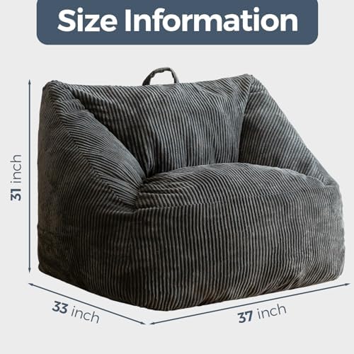 MAXYOYO Bean Bag Chair, Floor Sofa with Handle, Bean Bag Chairs for Adults and Kids, Teens Living Room Bean Bag, Accent Sofa Chair with Pocket for Gaming Reading Relaxing
