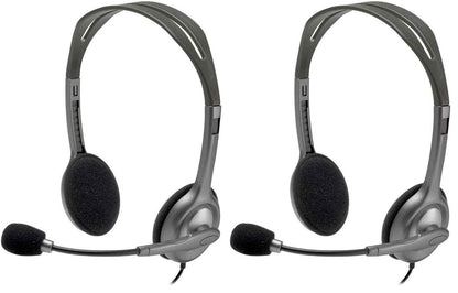 Logitech H111 Wired Microphone Headset | Stereo Earphones with Microphone, Anti-Parasite, 0.3 cm Audio Jack, PC/Mac/Laptop/Smartphone/Tablet – Black