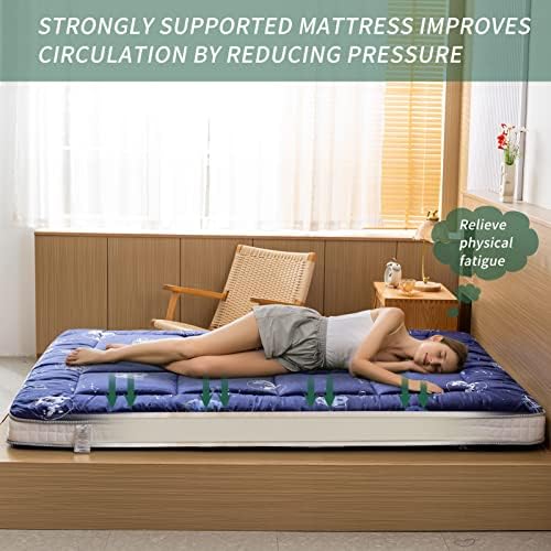 MAXYOYO Black Moon and Star Futon Mattress, Japanese Floor Mattress Quilted Bed Mattress Topper, Extra Thick Folding Sleeping Pad Breathable Floor Lounger Guest Bed for Camping Couch, Twin