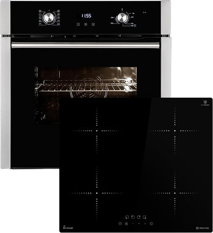 Cuisinière: Four Encastré 60Cm EB8005ED + 59Cm Plaque À Induction IH85900RL | Fonction Pizza | Grill | Air Circulant | Air Chaud | Minuterie Automatique | SET8005IH859RL