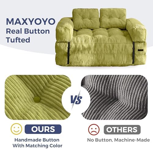 MAXYOYO Folding Sofa Bed, L-Shaped Convertible Sofa Bed with Armrest Foldable Sleeper Sofa with Pillow, Portable Fold Out Chair Bed Comfy Floor Lounge for Living Room Bedroom, Dark Grey