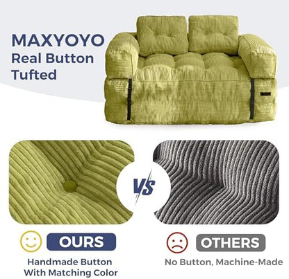 MAXYOYO Folding Sofa Bed, L-Shaped Convertible Sofa Bed with Armrest Foldable Sleeper Sofa with Pillow, Portable Fold Out Chair Bed Comfy Floor Lounge for Living Room Bedroom, Dark Grey
