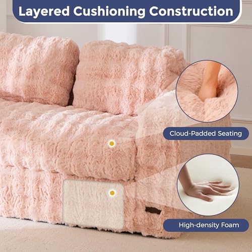 MAXYOYO Loveseat Sofa for Living Room, Small Sofa Couch Tufted Boneless Couch, Comfy Bean Bag Chair for Small Space Bedroom Apartment, No Assembly Needed, Beige
