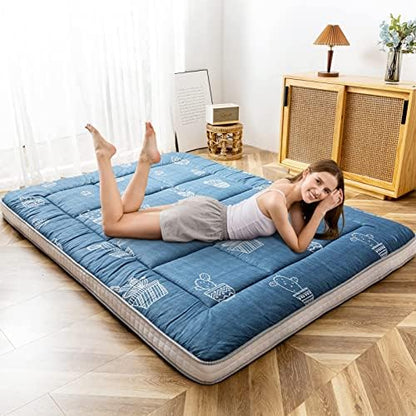 MAXYOYO Black Moon and Star Futon Mattress, Japanese Floor Mattress Quilted Bed Mattress Topper, Extra Thick Folding Sleeping Pad Breathable Floor Lounger Guest Bed for Camping Couch, Twin