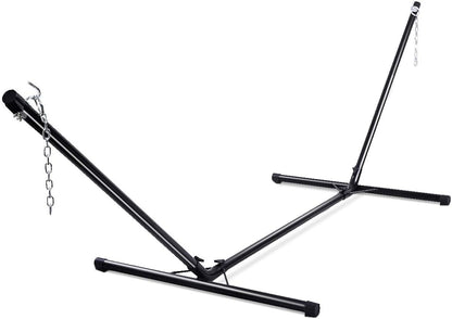 GOPLUS Support de Hamac Universel Patio Portatif Charge Maximale 150 KG Matière en Fer Robuste avec Chaîne de Suspension 325 x 100 x 106 CM Noir pour Jardin Camping Balcon