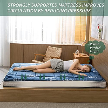 MAXYOYO Black Moon and Star Futon Mattress, Japanese Floor Mattress Quilted Bed Mattress Topper, Extra Thick Folding Sleeping Pad Breathable Floor Lounger Guest Bed for Camping Couch, Twin