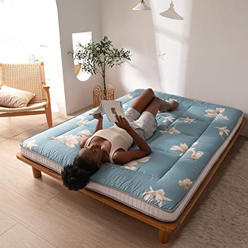 MAXYOYO Black Moon and Star Futon Mattress, Japanese Floor Mattress Quilted Bed Mattress Topper, Extra Thick Folding Sleeping Pad Breathable Floor Lounger Guest Bed for Camping Couch, Twin