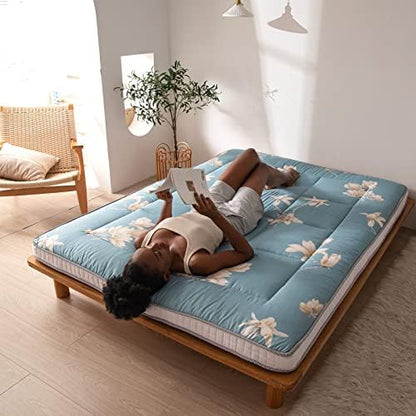 MAXYOYO Black Moon and Star Futon Mattress, Japanese Floor Mattress Quilted Bed Mattress Topper, Extra Thick Folding Sleeping Pad Breathable Floor Lounger Guest Bed for Camping Couch, Twin
