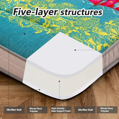 MAXYOYO Black Moon and Star Futon Mattress, Japanese Floor Mattress Quilted Bed Mattress Topper, Extra Thick Folding Sleeping Pad Breathable Floor Lounger Guest Bed for Camping Couch, Twin