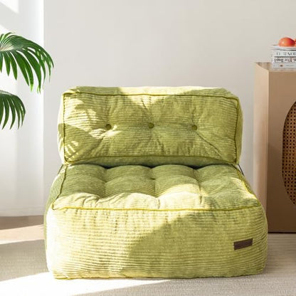 MAXYOYO Adjustable Floor Sofa Couch with Pillow, Multi-Functional Bean Bag Bed, 5-Position Foldable Lazy Sofa Sleeper Bed with Armrest, Versatile Floor Seating for Reading Gaming, Green, Single