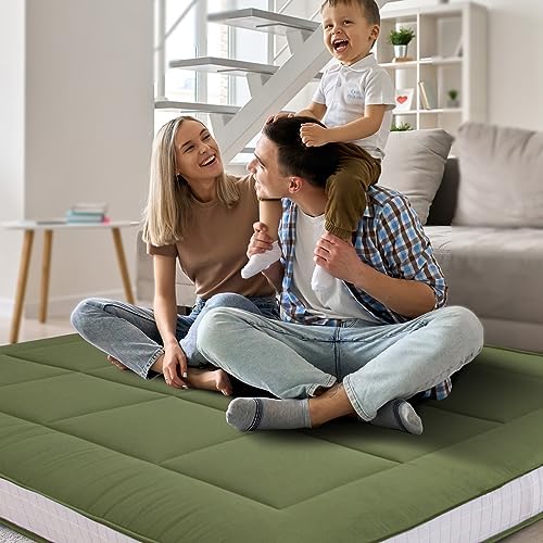 MAXYOYO 6" Extra Thick Floor Futon Mattress, Foldable Japanese Floor Mattress for Adults, Roll Up Tatami Pad for Guest Room, Black, Queen
