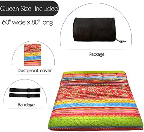 MAXYOYO Black Moon and Star Futon Mattress, Japanese Floor Mattress Quilted Bed Mattress Topper, Extra Thick Folding Sleeping Pad Breathable Floor Lounger Guest Bed for Camping Couch, Twin