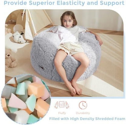 MAXYOYO Bean Bag Chair Bed for Kids, Convertible Bean Bag Folds from Lazy Chair to Floor Mattress Bed, Stuffed Floor Sofa Couch Sofa Bed for Boys and Girls, High-Density Foam Filling, Pink
