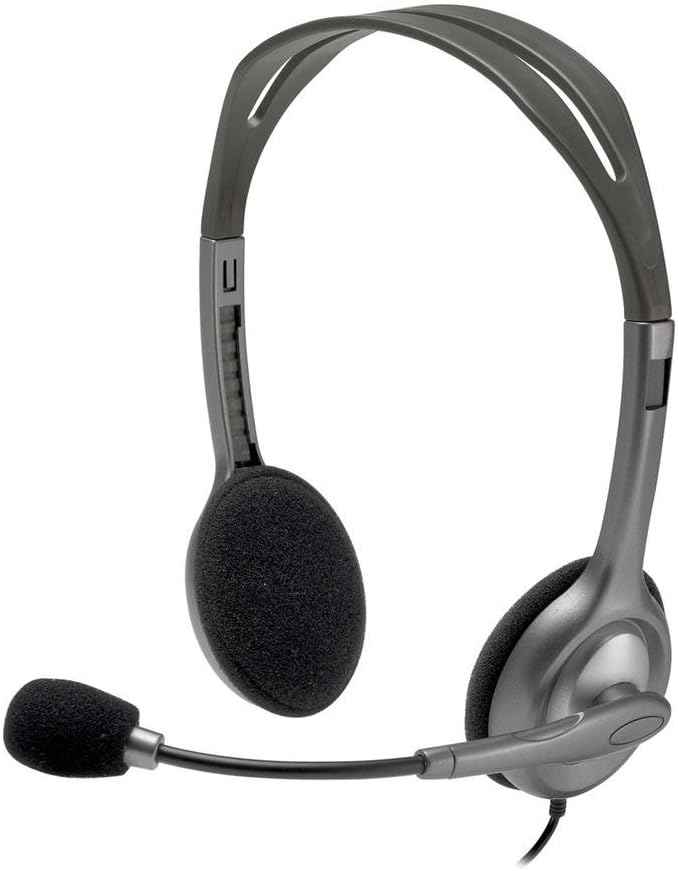 Logitech H111 Wired Microphone Headset | Stereo Earphones with Microphone, Anti-Parasite, 0.3 cm Audio Jack, PC/Mac/Laptop/Smartphone/Tablet – Black