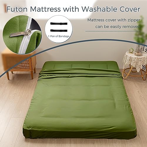 MAXYOYO 6" Extra Thick Floor Futon Mattress, Foldable Japanese Floor Mattress for Adults, Roll Up Tatami Pad for Guest Room, Black, Queen